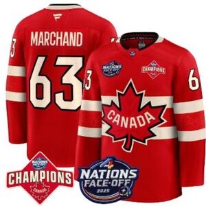 READ. Canada x Fanatics x Brad Marchand #63 2025 4 Nations Face Off jersey S-3XL